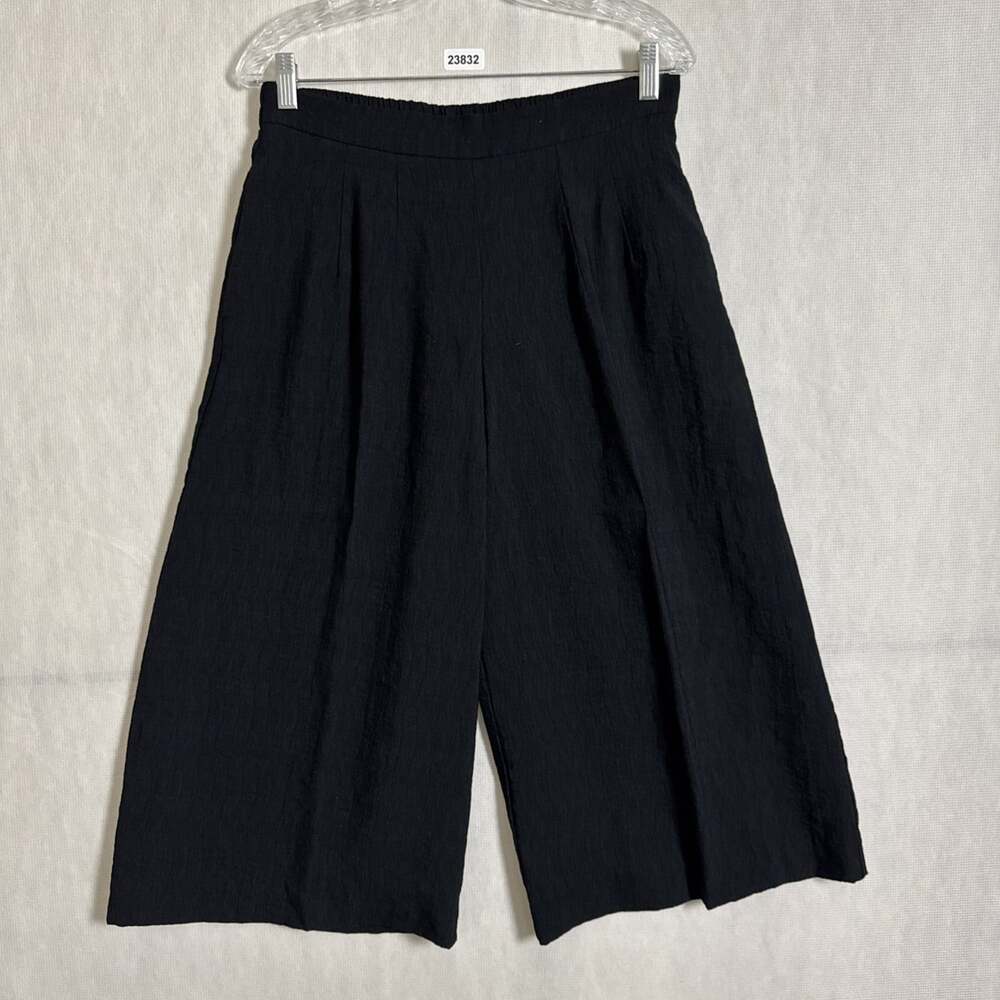 Niche Women's Size Medium Black Rayon Pull On Wide Leg Cropped Witchy Pants